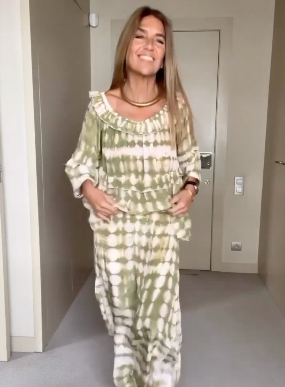 Dames 2 Delige Set Lange Rok en Blouse van Hoogwaardige Stof-2