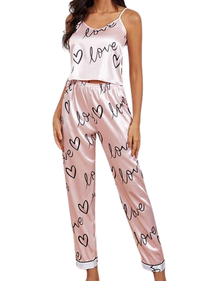 Satijnen look pyjamaset voor dames