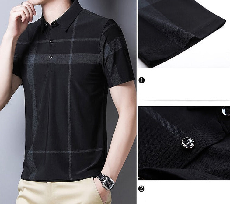 Heren Slim-Fit Geruite Polo