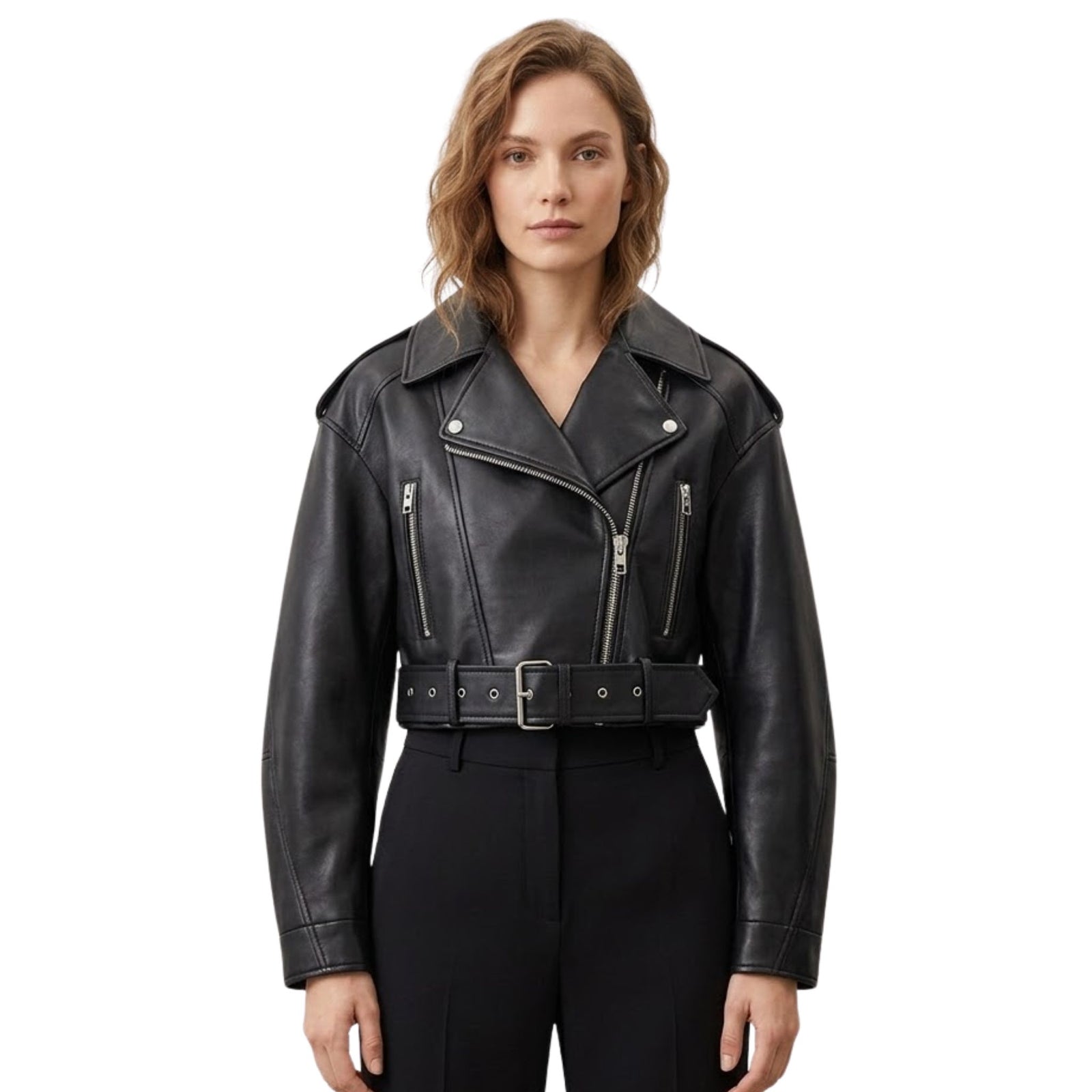 Dames Korte Bikerjack Moderne Stijl