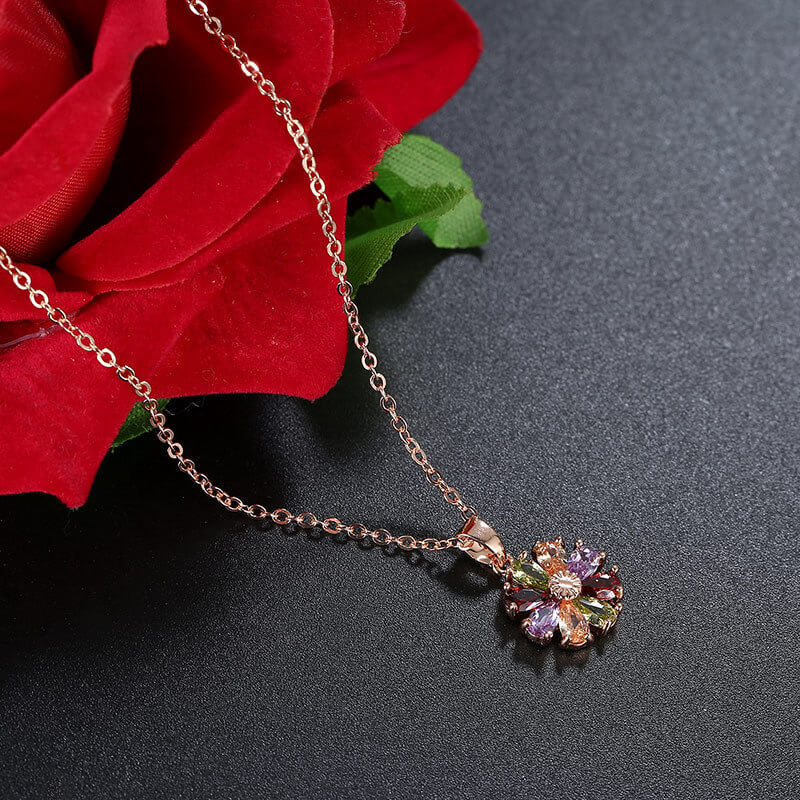 Glinsterende Zirkoon Bloemen Ketting