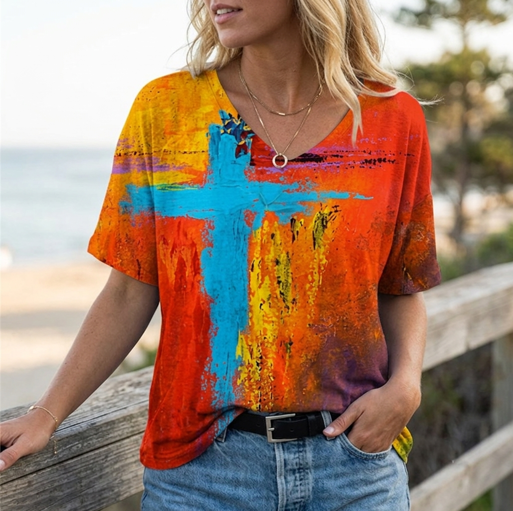 Vintage Kruis Grafische T-shirts