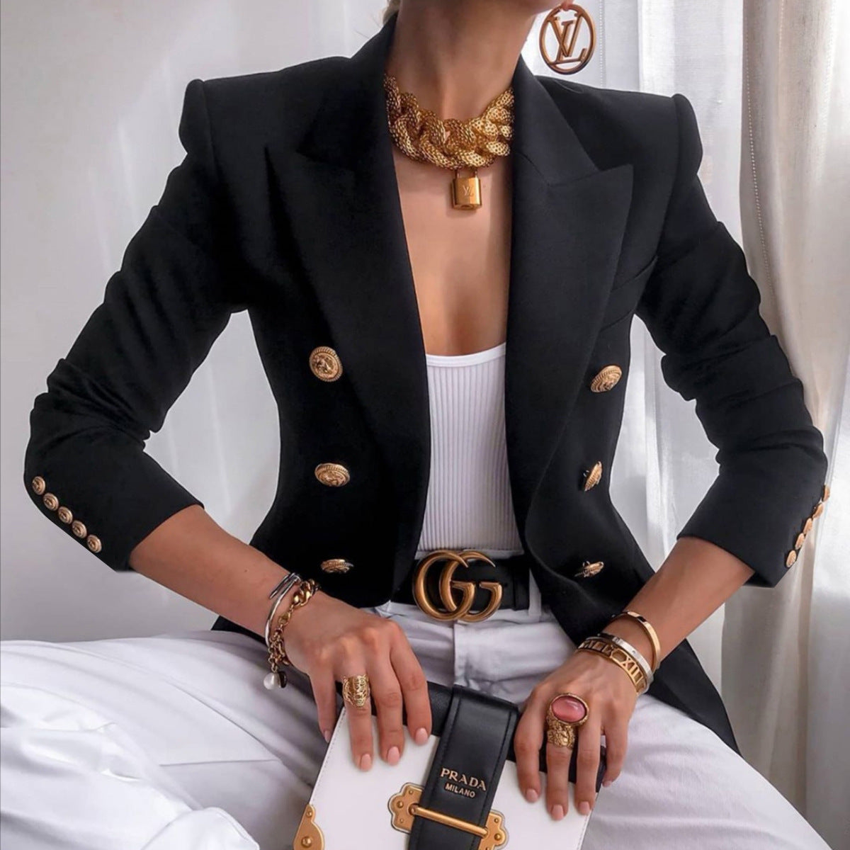 Blazer Dames Getailleerd Luxe Stof voor Professionele en Casual Gelegenheden