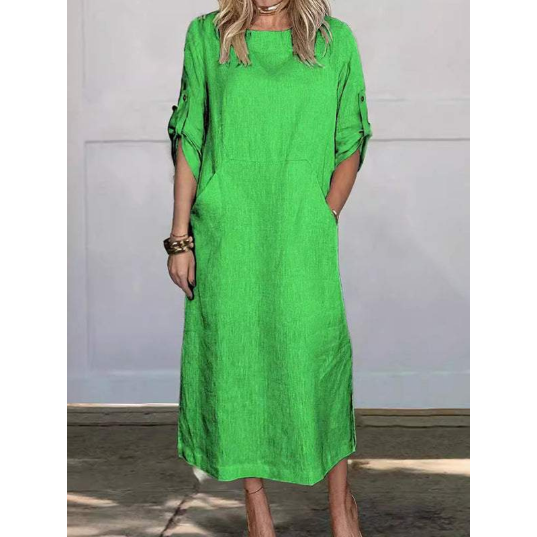 Variant image for Dames Lange Jurk Boxy Pasvorm Katoen voor Casual Dagen-7