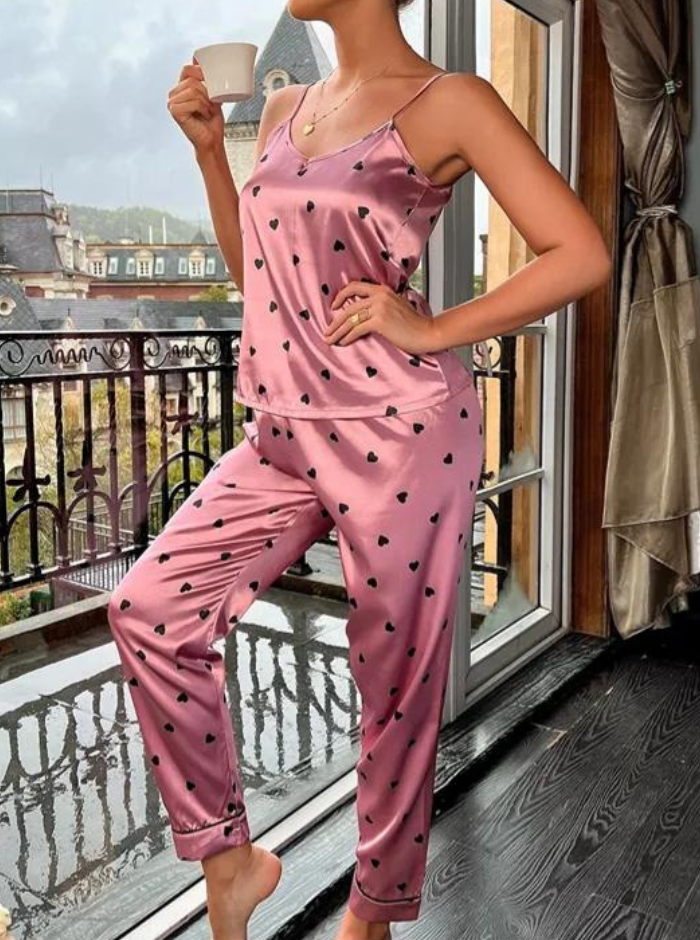 Satijnen look pyjamaset voor dames