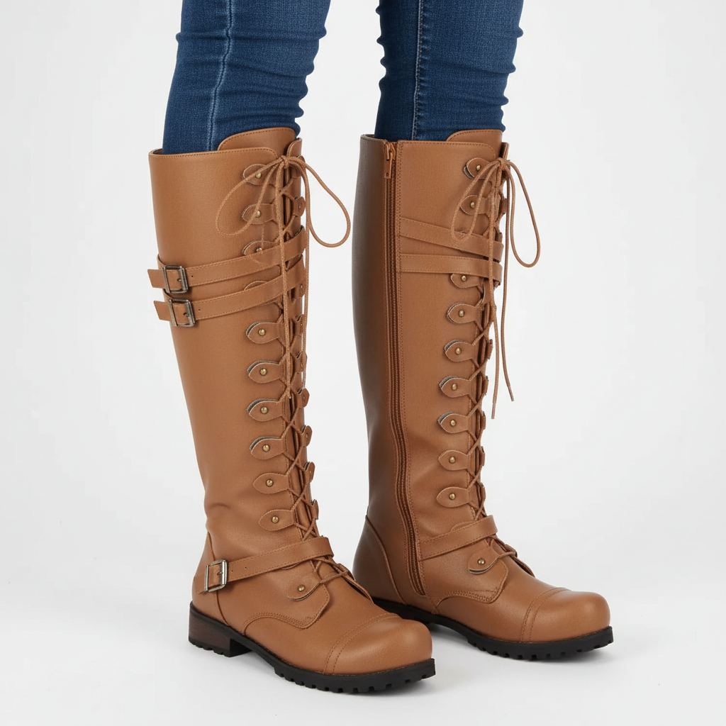 Dames Kniehoge Laarzen Waterdicht Synthetisch Leer voor Comfort en Stijl