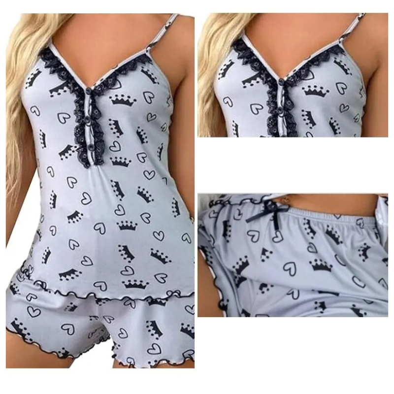 Dames Diepe V-Hals Slapengoed Set