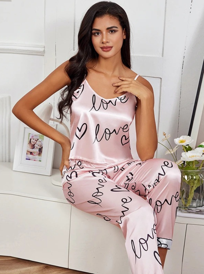 Satijnen look pyjamaset voor dames