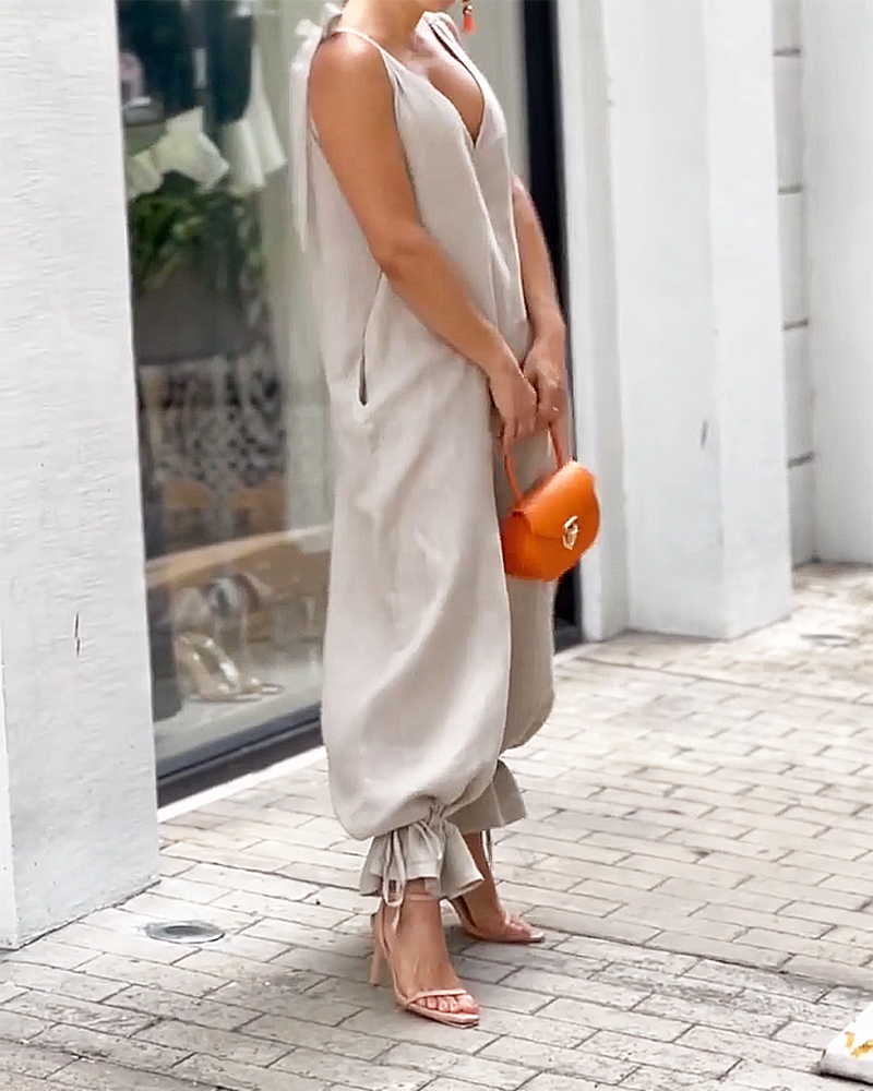 Dames Jumpsuit Mouwloos V-Hals Lichtgewicht Polyester-3