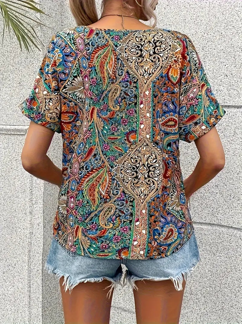 Dames Blouse V-Hals Paisley Print 100% Polyester-4