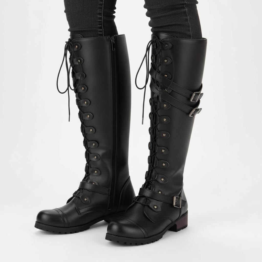 Dames Kniehoge Laarzen Waterdicht Synthetisch Leer voor Comfort en Stijl