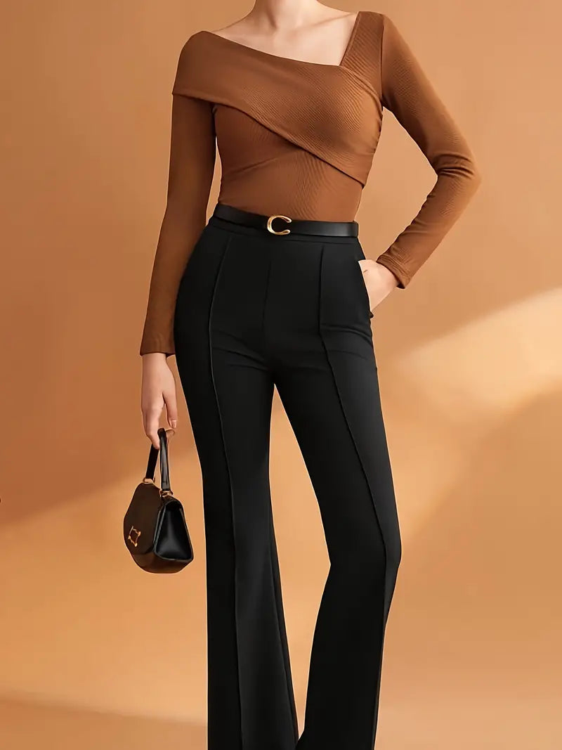 Dames Top Asymmetrische Halslijn Modieus Hoogwaardige Stof-5