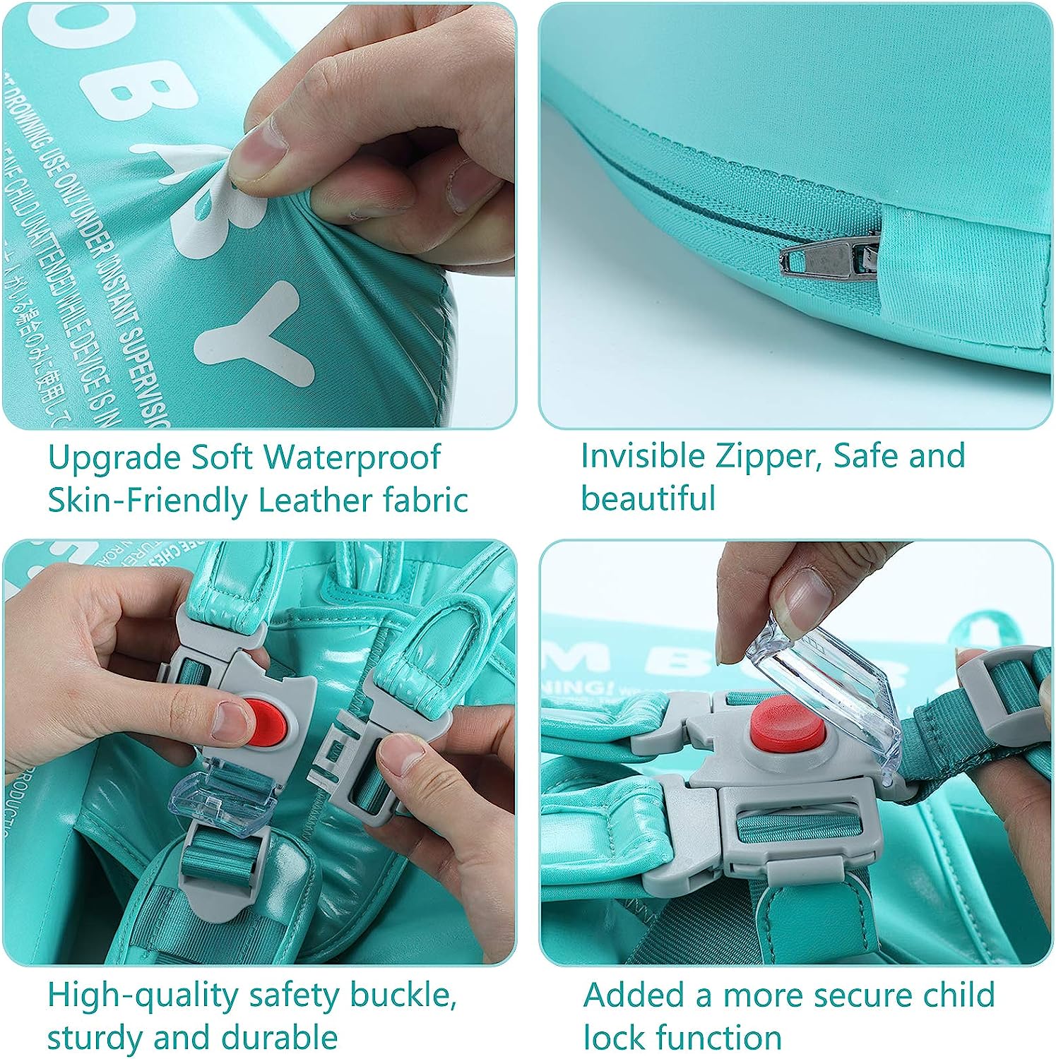 Baby Zwemtrainer 360° Bescherming Verstelbaar Veilig Kunststof voor 3-24 Maanden-4