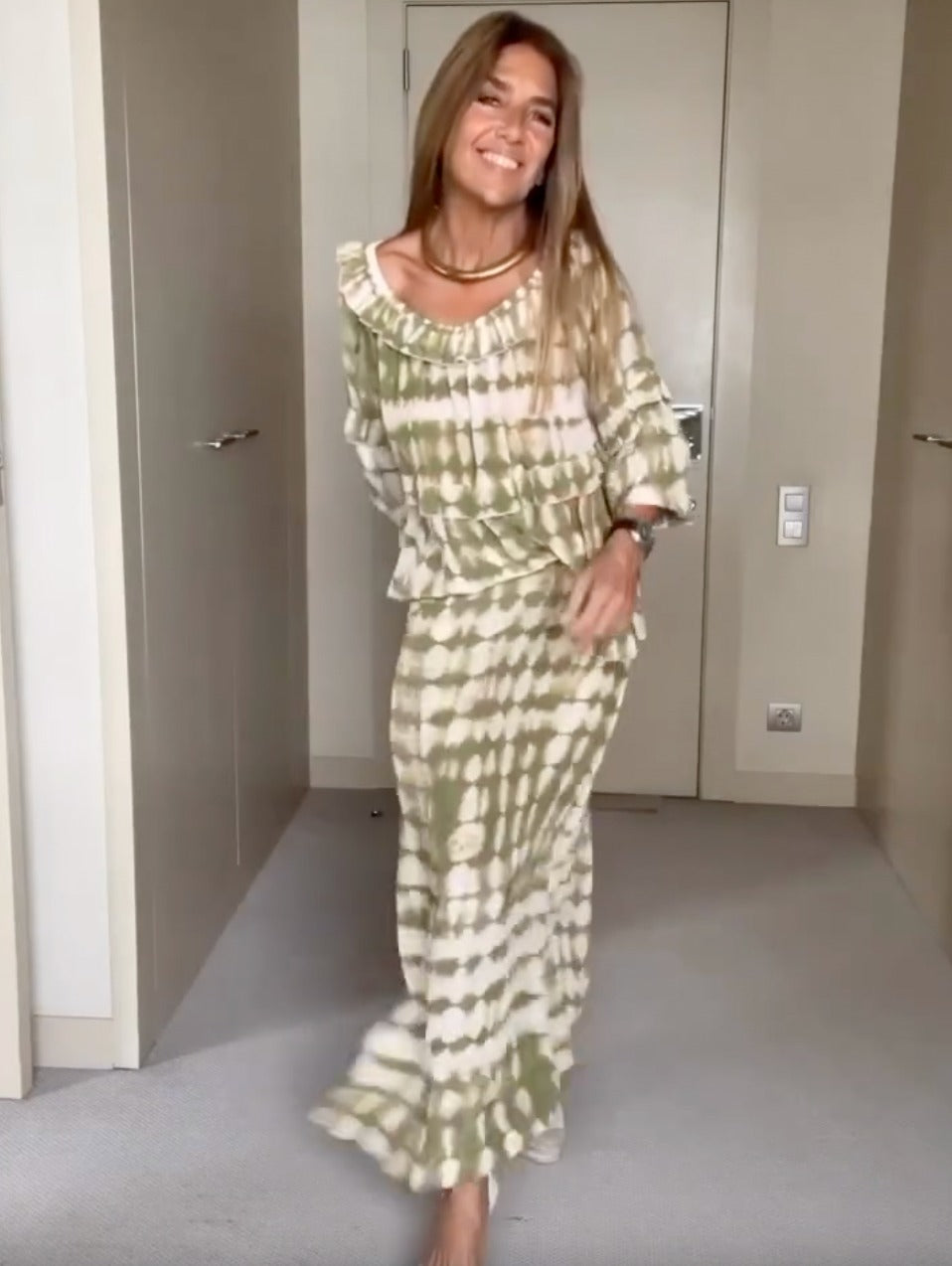 Variant image for Dames 2 Delige Set Lange Rok en Blouse van Hoogwaardige Stof-1