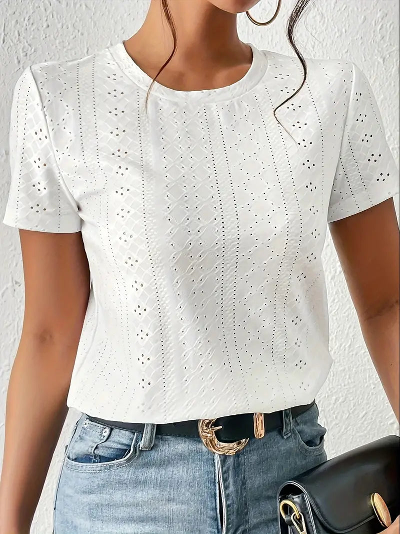 Dames T-shirt Casual Cirkelvormige Hals 100% Katoen-2