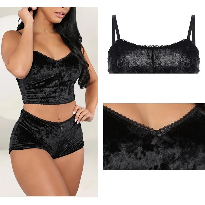 Zachte Fluwelen Velvet Dames Slaapkleding Set Pyjama