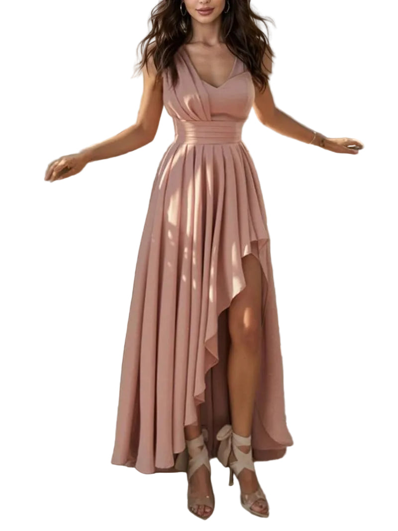 Variant image for Dames Lange Chiffon Jurk met Eén Schouder Stijlvolle Feestelijke Kleding-7
