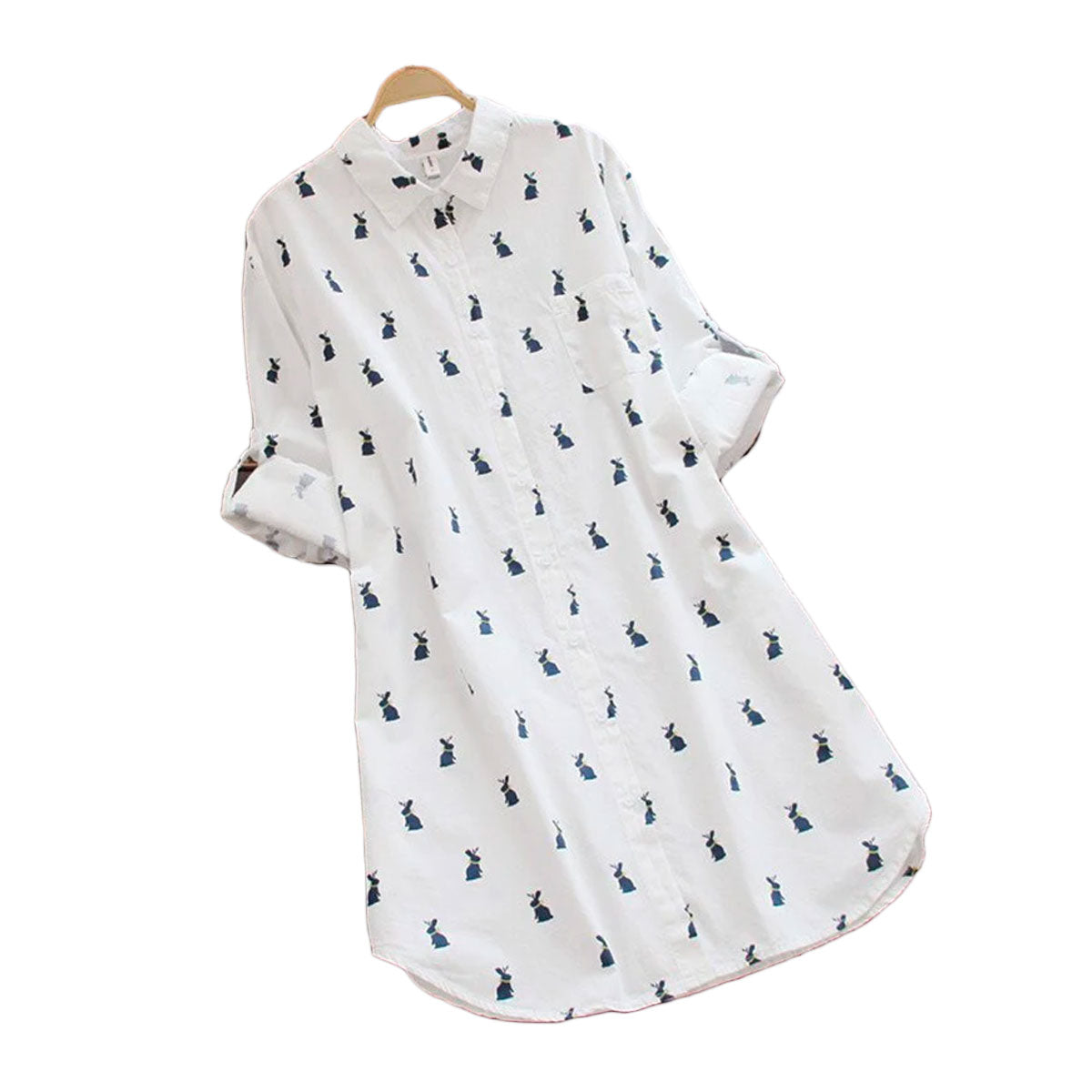 Bunny - De konijn-print overhemdjurk