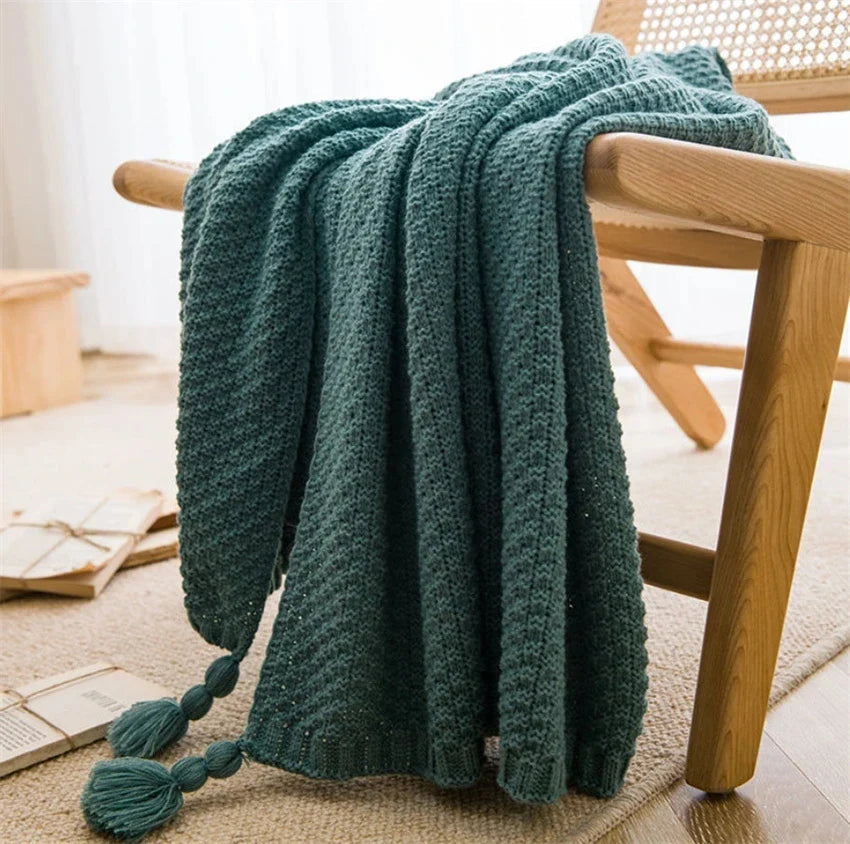 Bamboe Gebreide Plaid met Kwastjes voor Thuis 5