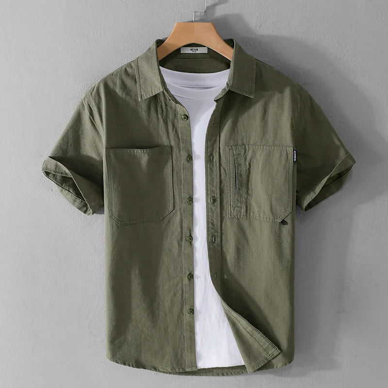 Heren Overhemd Casual Effen Katoen Ademend Regular Fit 2