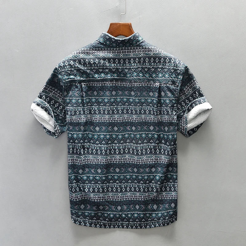 Heren Overhemd Vintage Bedrukt Katoenmix Comfortabel 3