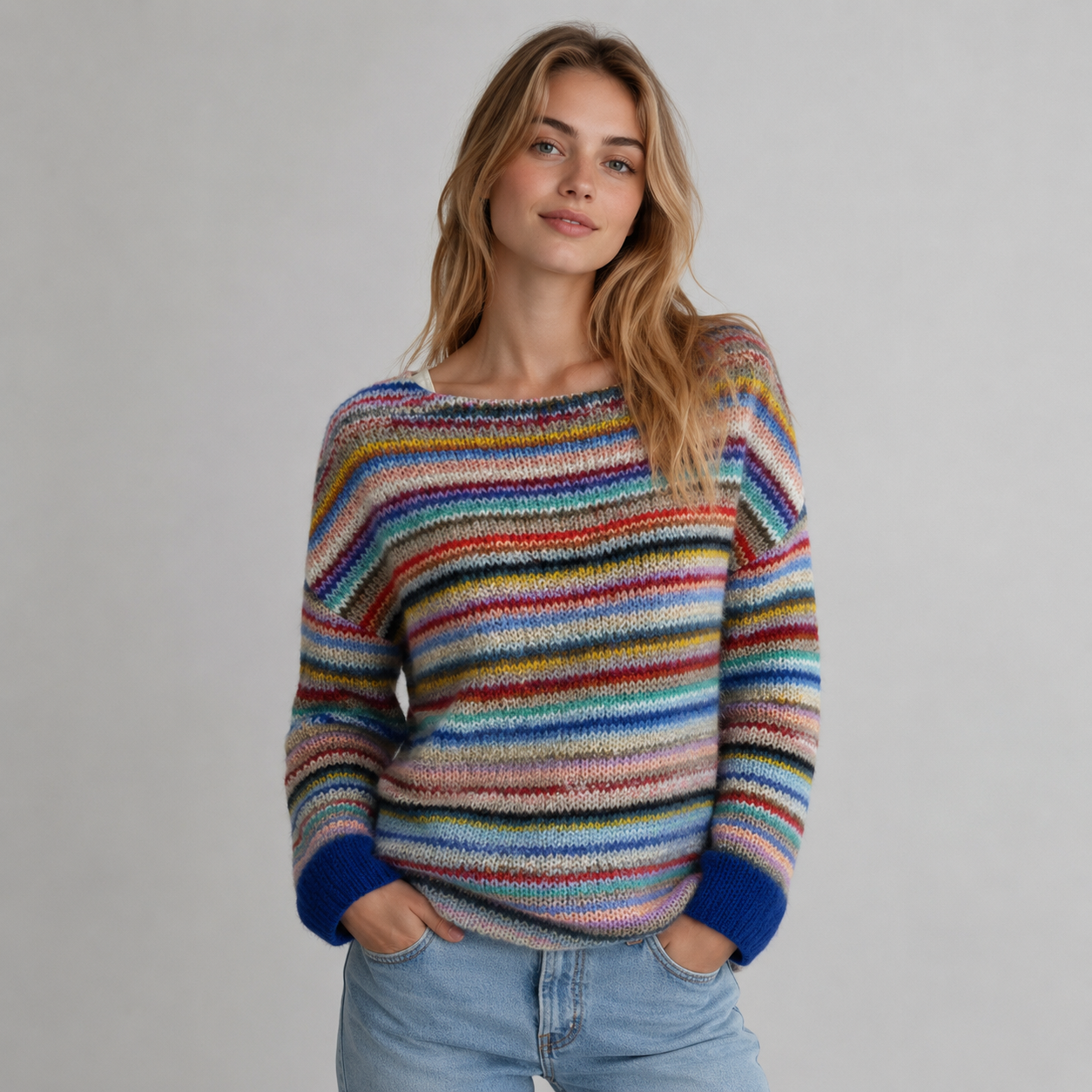 Dames Trui Gestreept Met Rondhals Casual Stijl