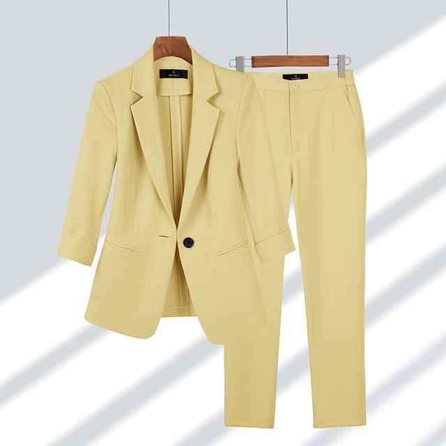 Variant image for Tweedelige Set Dames Blazer en Broek Elegante Pasvorm Hoogwaardige Stofmix-17