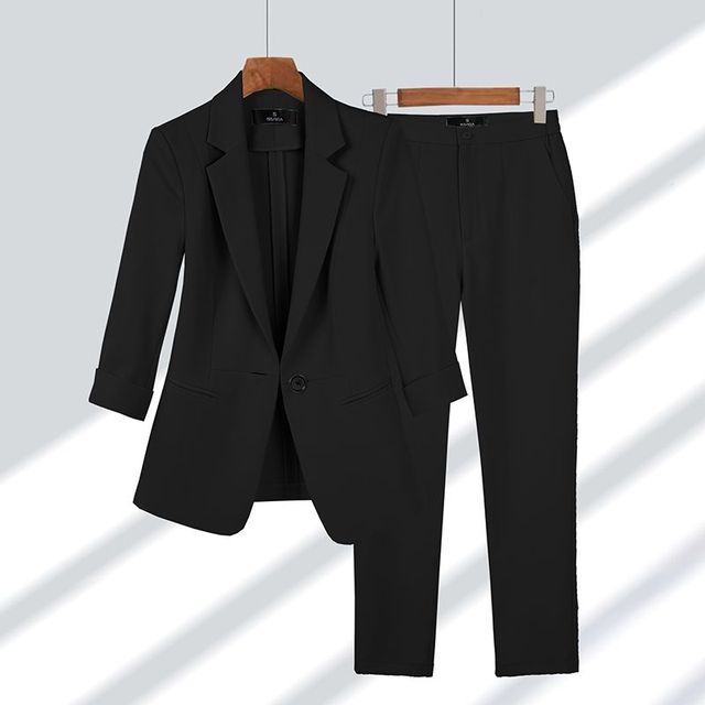 Variant image for Tweedelige Set Dames Blazer en Broek Elegante Pasvorm Hoogwaardige Stofmix-9