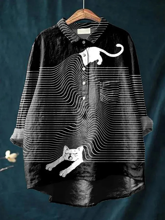 Damesblouse met speelse print, zacht en lichtgewicht