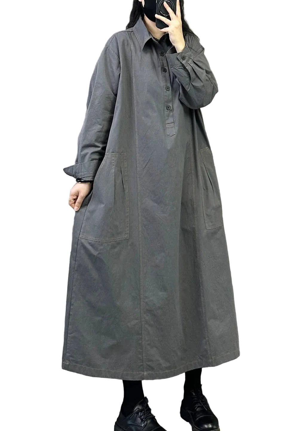Dames A-lijn Jurk Oversized Herfststijl 0