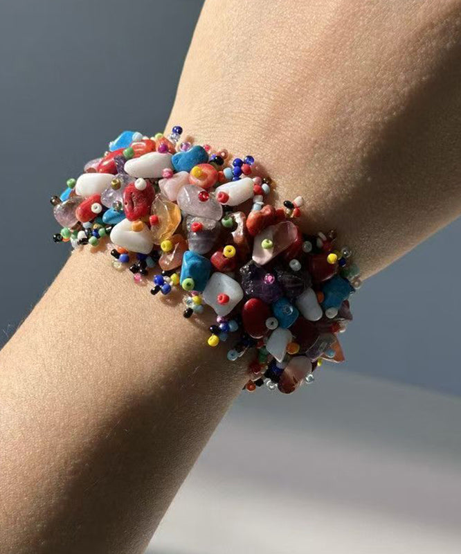 Dames Armband Asymmetrisch Geweven Regenboog Design 3