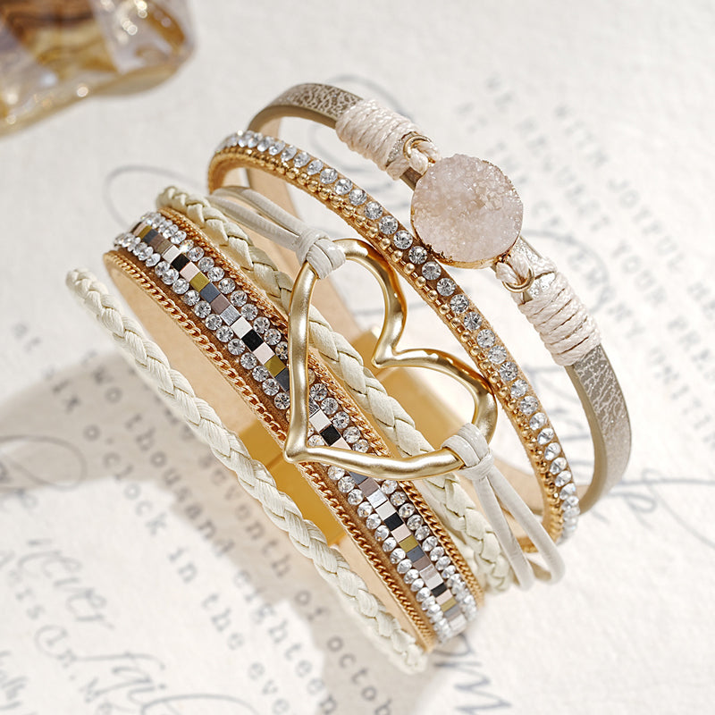 Dames Armband Boho met Uniek Hartpatroon en Strass 2