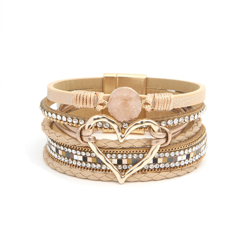Dames Armband Boho met Uniek Hartpatroon en Strass 7