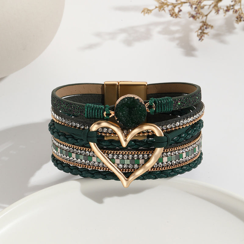 Dames Armband Boho met Uniek Hartpatroon en Strass 9