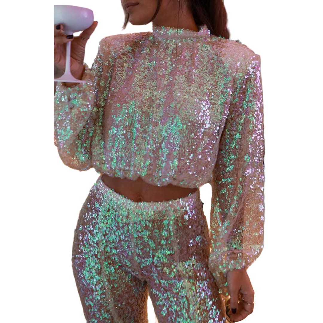 Dames Avond Zweiteiler Set met Rollkragen 0