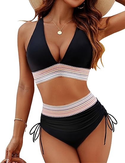 Dames Bikini met Hoge Taille en Ondersteuning 0