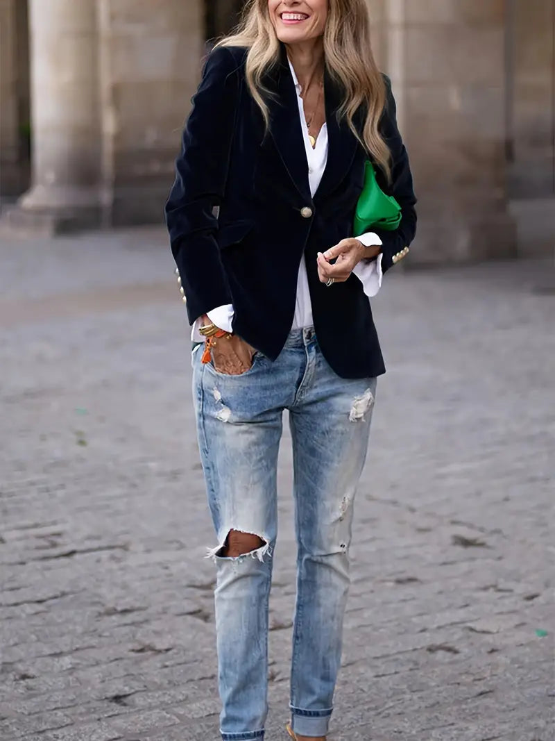 Dames Blazer Fluwelen Tijdloos Chic 2