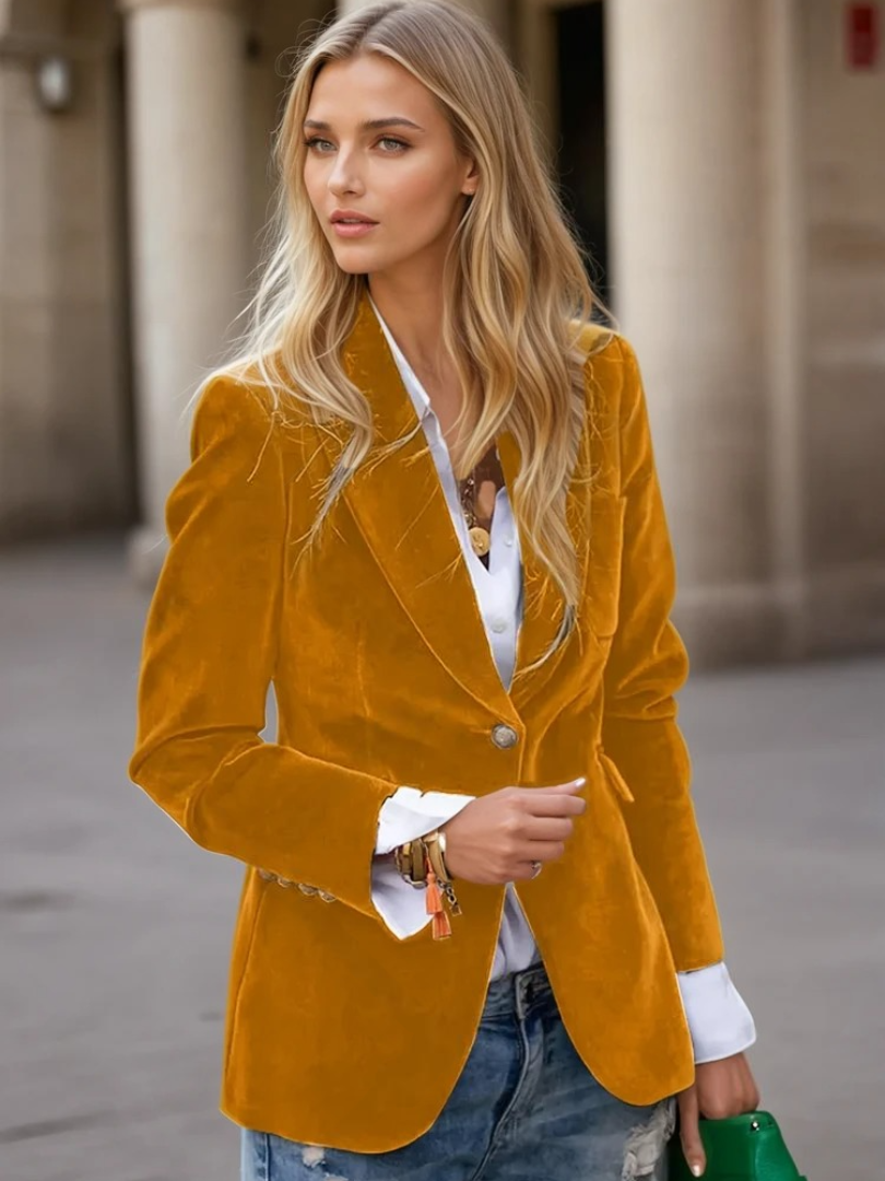 Dames Blazer Retro Elegant Met Enkele Knop 4