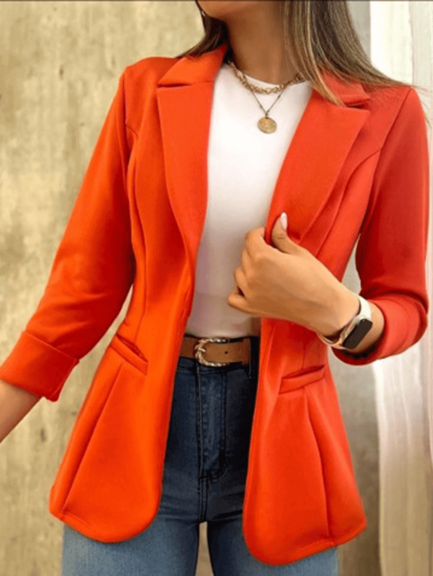 Dames Blazer met Revers en Lange Mouwen 2