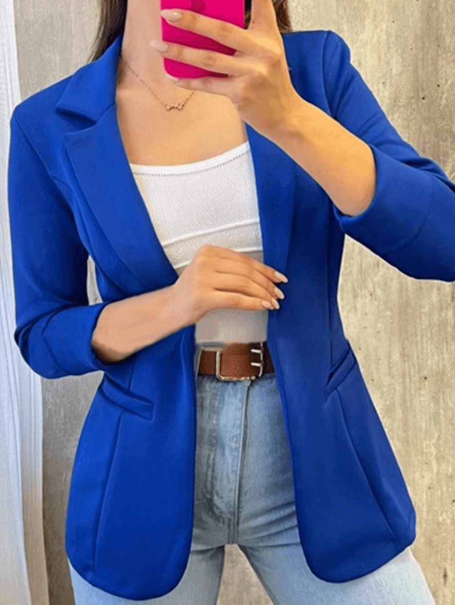 Dames Blazer met Revers en Lange Mouwen 6