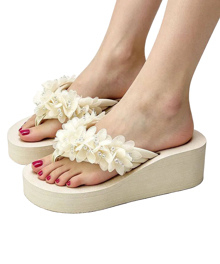 Dames Bloemen Slippers met Sleehak 0