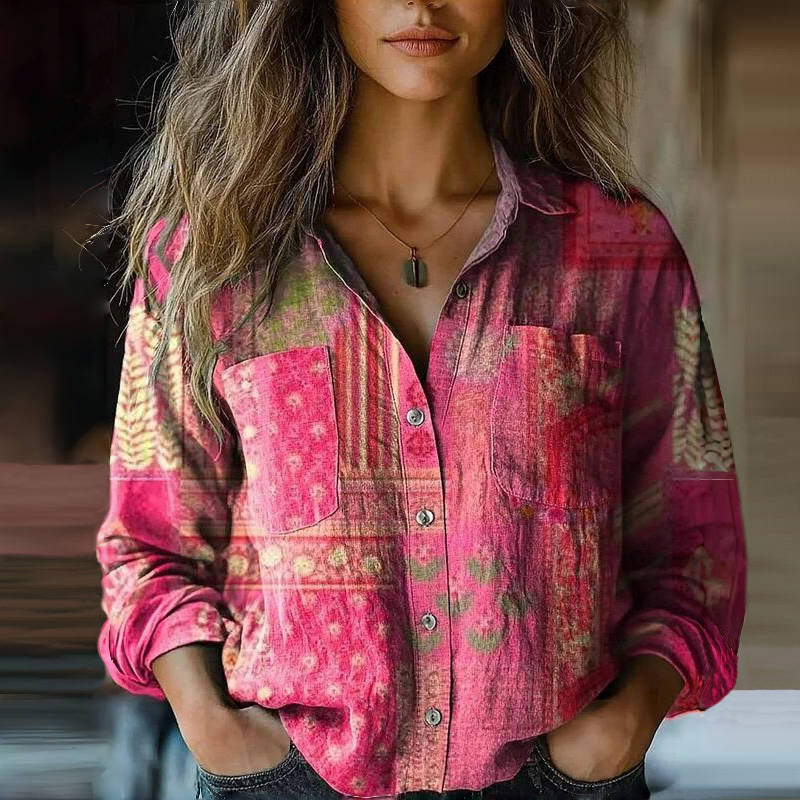 Dames Blouse Bohemian Stijl Met Uitlopende Mouwen 3