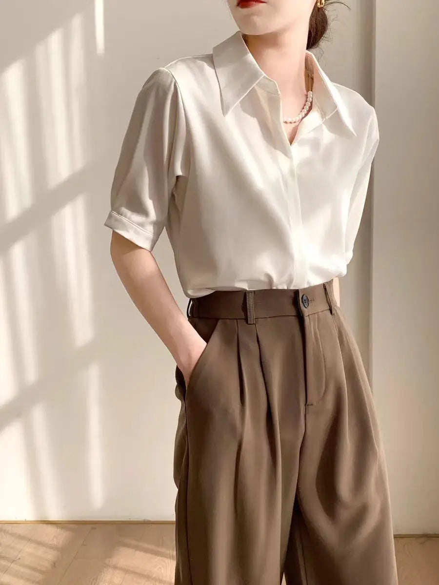 Dames Blouse Casual Korte Mouwen 4