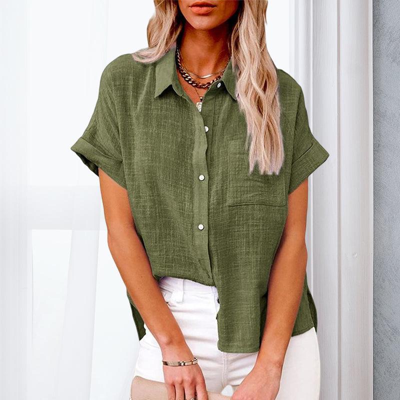 Dames Blouse Casual Korte Mouwen Stijl 9