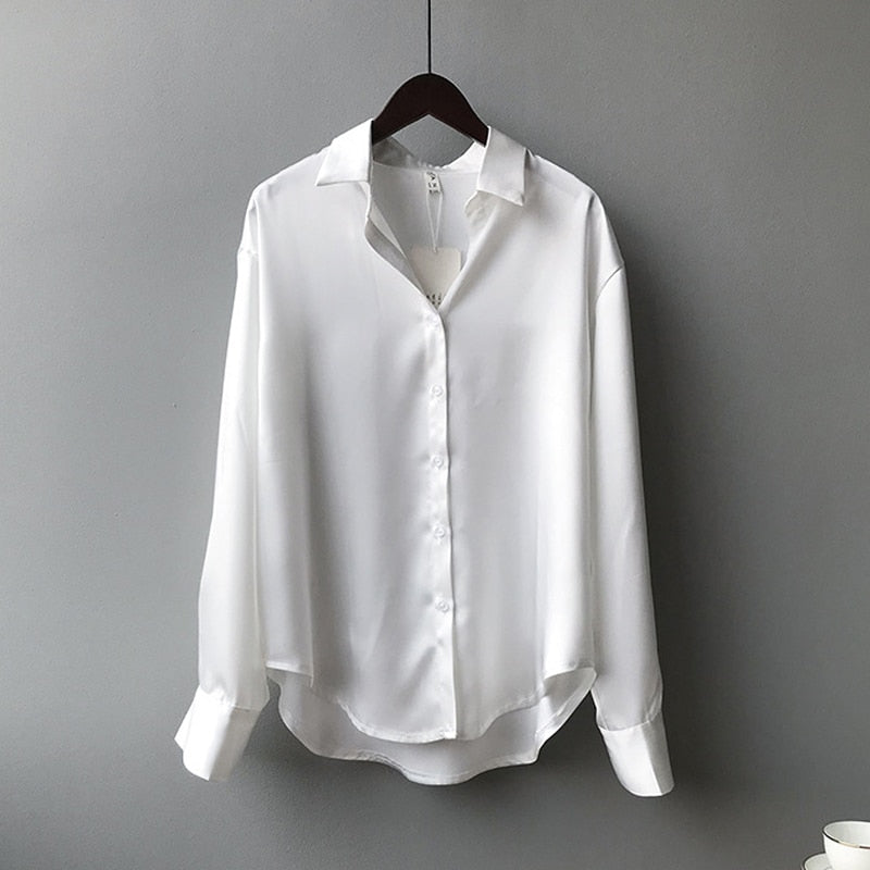 Dames Blouse Casual Met Open Kraag En Oprolbare Mouwen 4