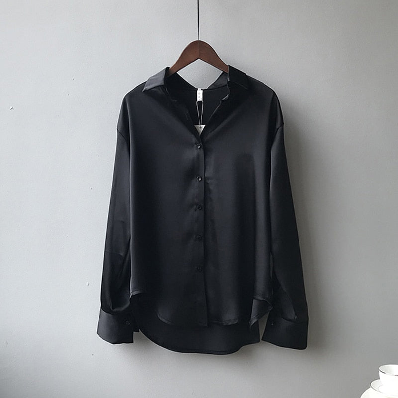 Dames Blouse Casual Met Open Kraag En Oprolbare Mouwen 5