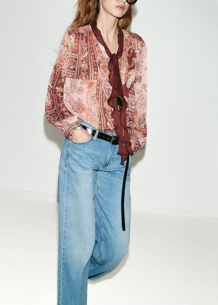 Dames Blouse Drapering Lange Mouwen 1