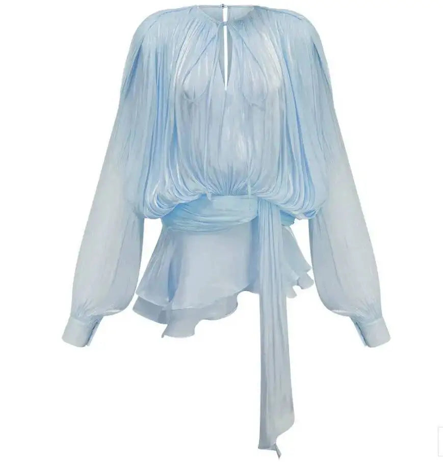 Dames Blouse Jurk V-hals met Lange Mouwen 15