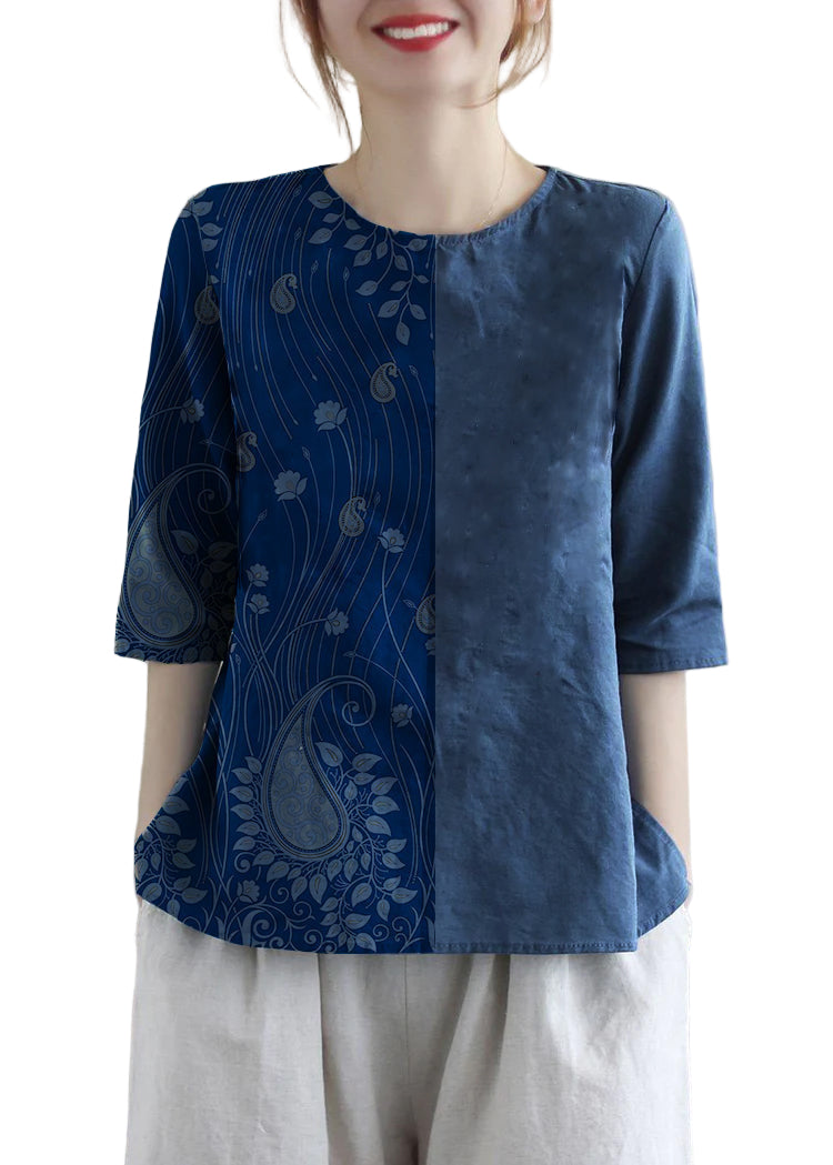 Dames Blouse Katoen met Borduursel en Halve Mouwen 5