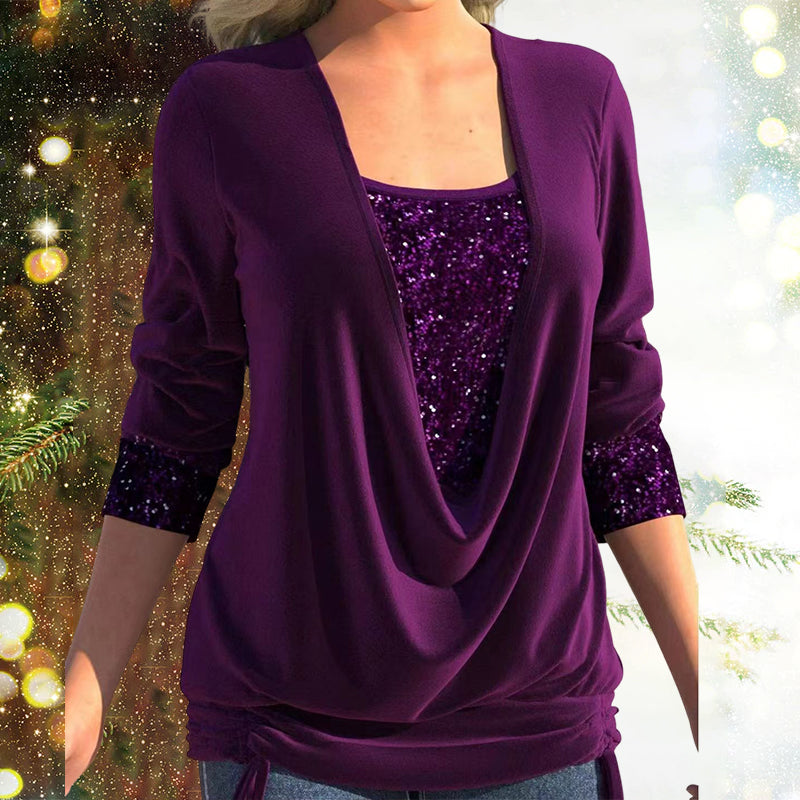 Dames Blouse Lange Mouw Met Pailletten Voor Feestelijke Gelegenheden 2